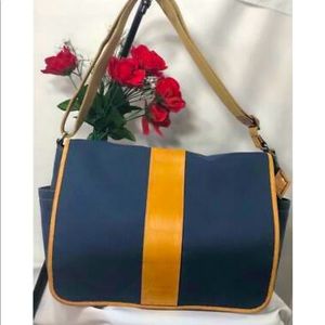 COACH Canvas Leather Trimmed Messenger Bag
